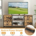 Dowellia Living Room 43-inch TV Stand with Electrical Outlet and 4 Fabric Cabinets, Brown wooden panel